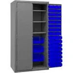 Bin Cabinet,Ind,16 ga,102 Bins,Blue Durham Mfg 2501-BDLP-102-3S-5295