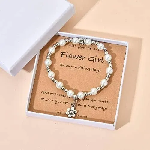 Flower Girl Proposal Bracelet, Will You Be My Flower Girl,Thank You For Being Our Flower Girl Gift, Cute Stretchy Bracelet