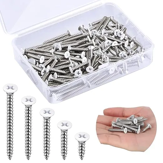 100 Pcs 5 Size 8 White Screws Heads Coated Covers Wood Wall Plate Stainless Steel Screw Self Tapping Screw for Switches Cover 0 at MechanicSurplus.com