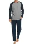 DAVID ARCHY Men&#039;s Cotton Raglan Sleepwear Long Sleeve Top &amp; Bottom Pajama Lounge