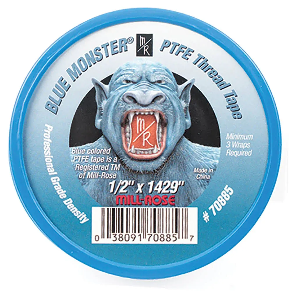 Blue Monster 70885 PFTE Pipe Thread Sealing Tape, 1/2" x 1429"