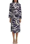 Donna Morgan Women's Long Sleeve Midi Wrap Dress