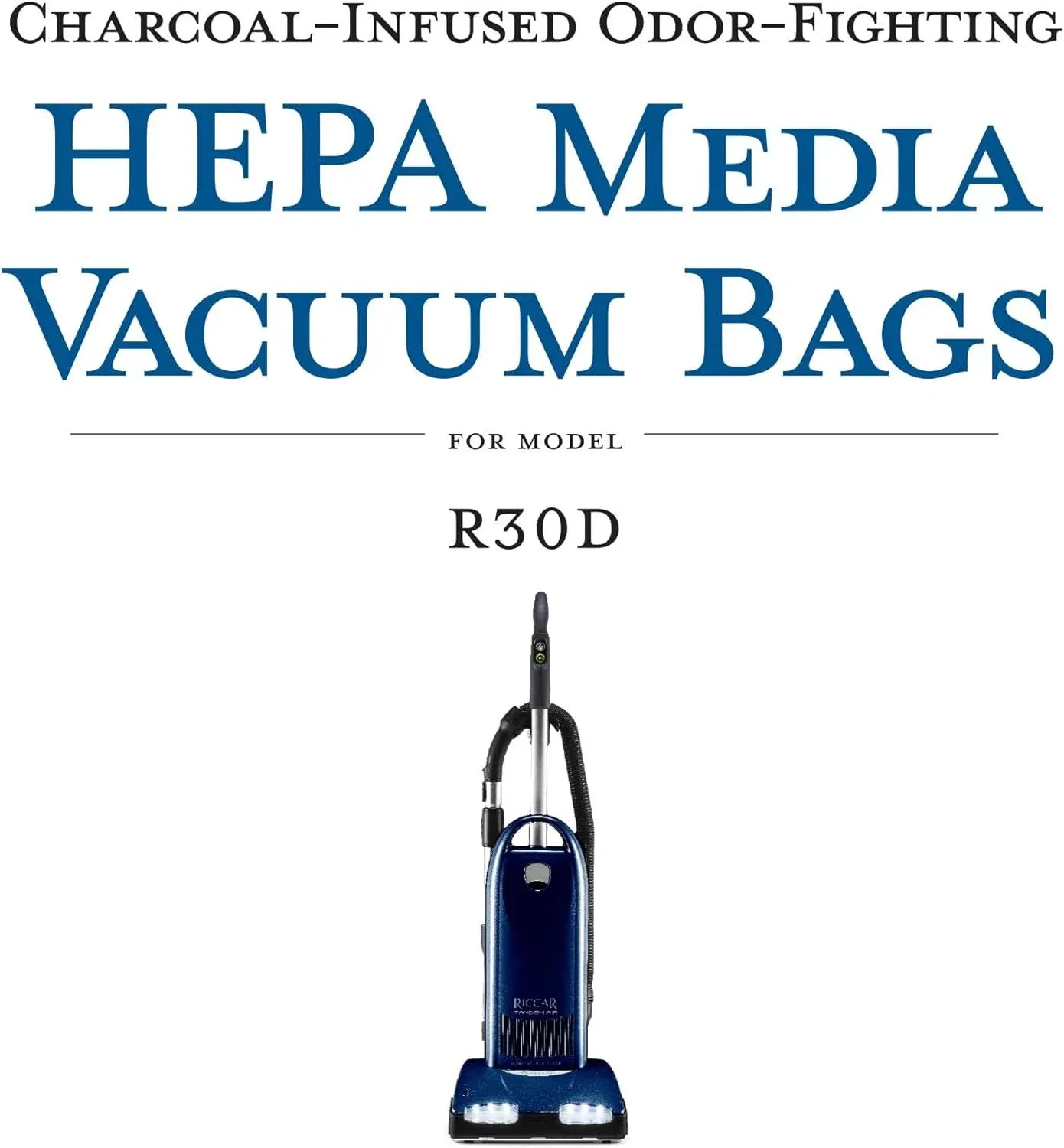 Riccar R30D HEPA Filter Vacuum Cleaner Bags, Charcoal-Infused Tandem Air Blue, Six Bags Included, RNHC-6