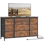 Jojoka Wide Dresser with 10 Large Drawers for 55'' Long TV Stand with Power Outlet Entertainment Center