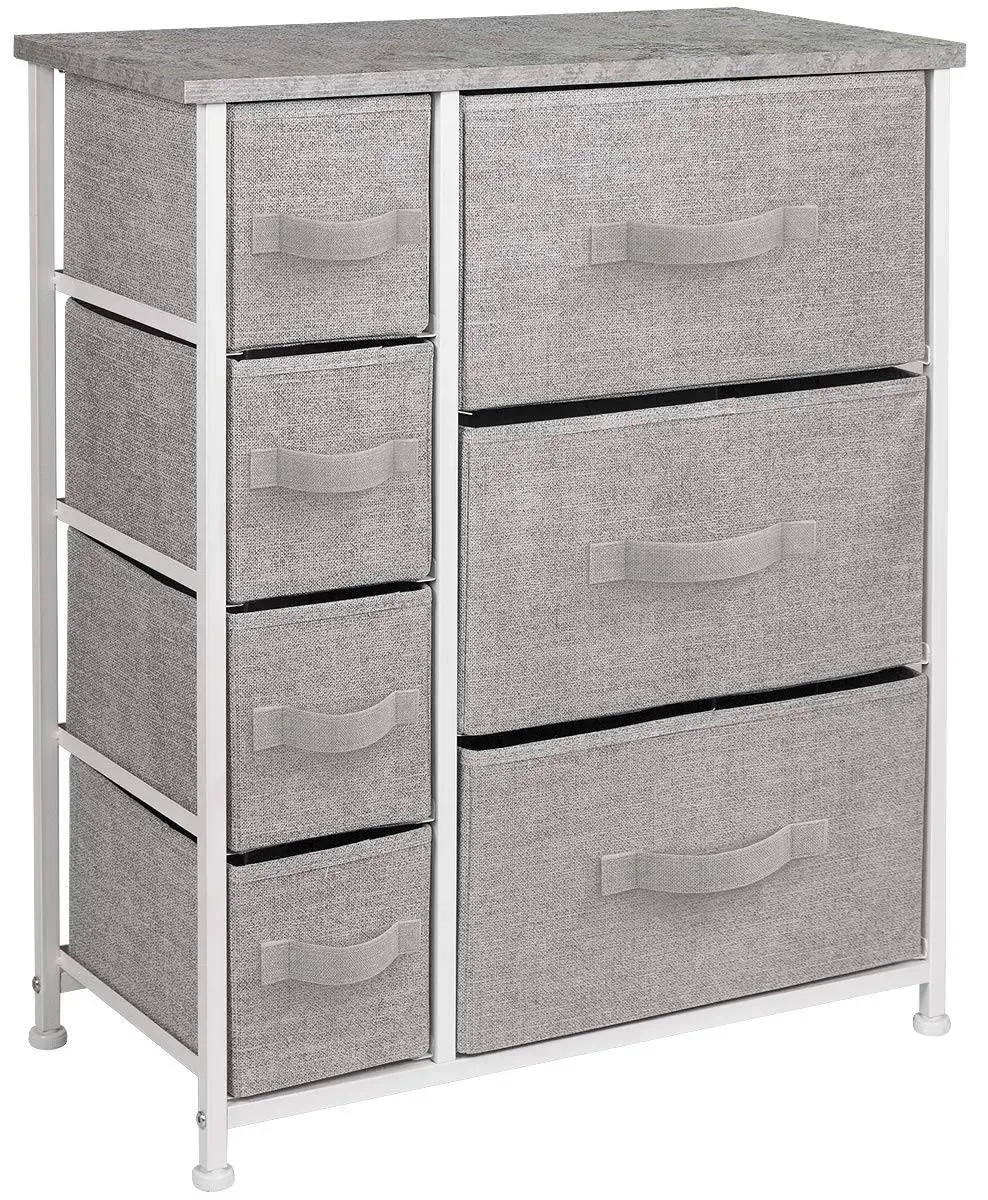 Sorbus Dresser with 7 Drawers - Chest Organizer Tower Unit with Steel Frame, Wood Top, Easy Pull Fabric Bins - Storage Furniture for Bedroom, Hallway, Closet & Office Organization