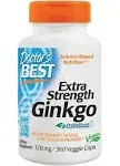 Doctor's Best Extra Strength Ginkgo, Non-GMO, Vegan, Gluten Free, Soy Free, Promotes Mental Function and Memory, 120 mg, 360 Count (Pack of 1)