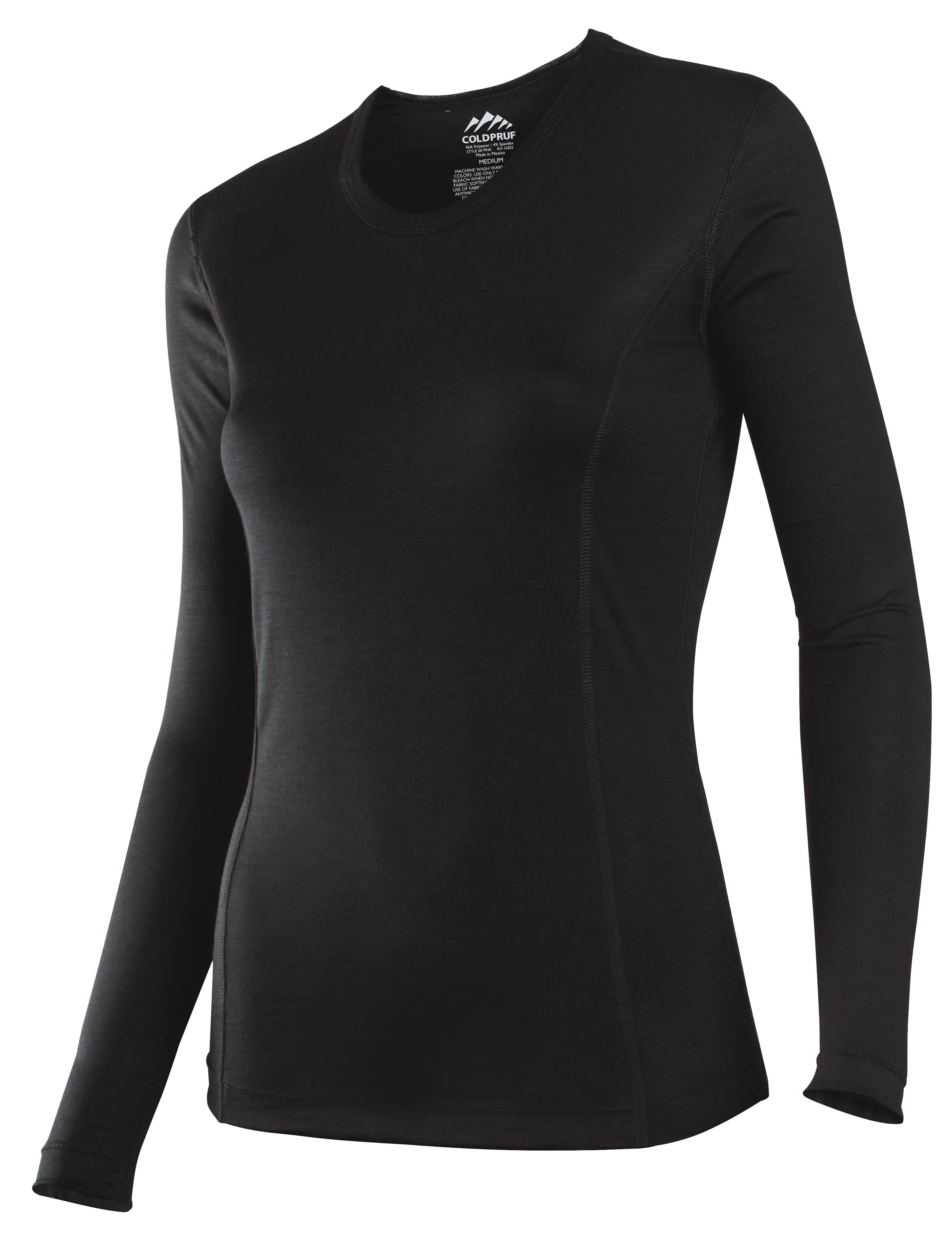 Coldpruf Women's Classic Base Layer Long Sleeve Crew Neck Top Black Small