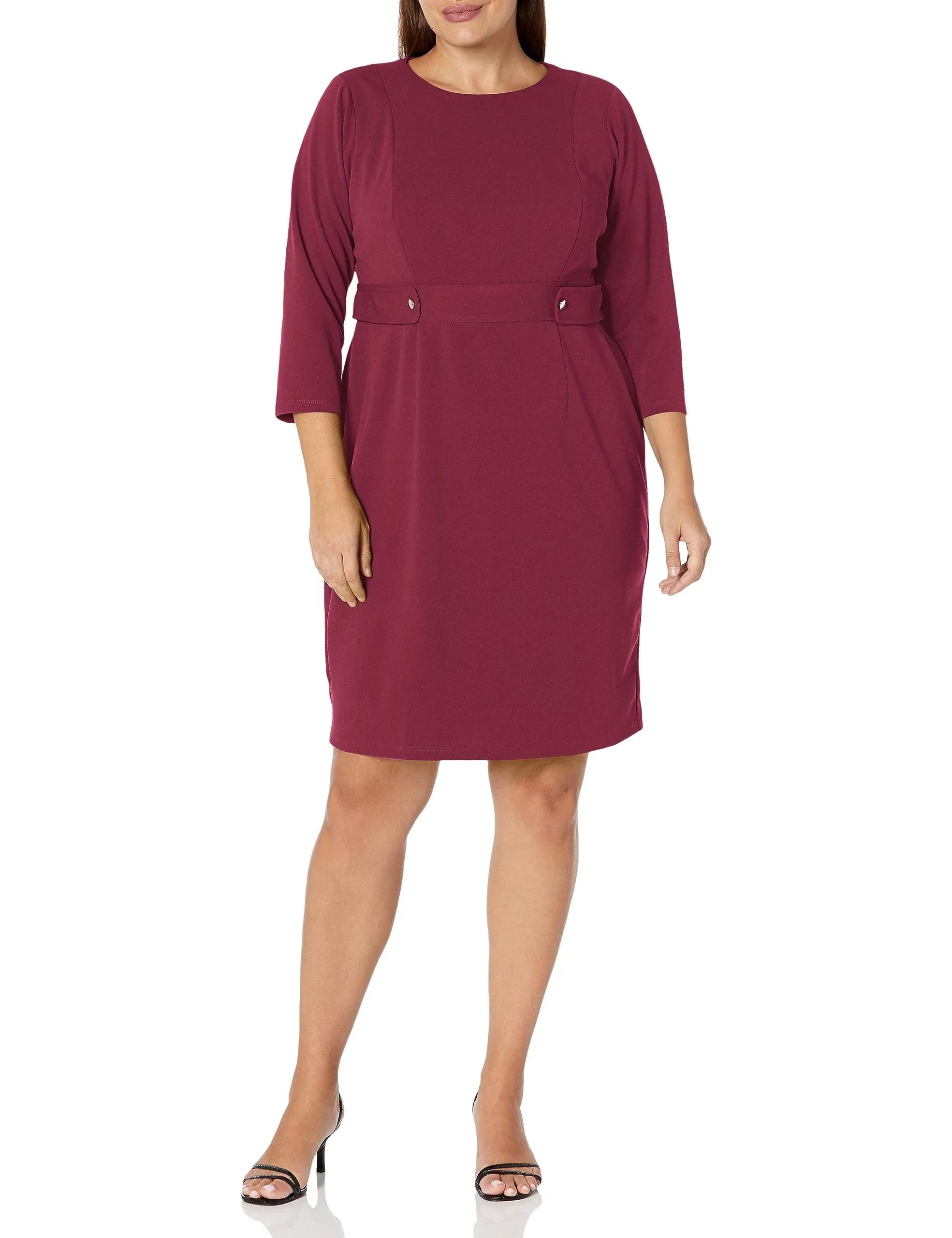 Women's Jewel-Neck 3/4-Sleeve Sheath Dress