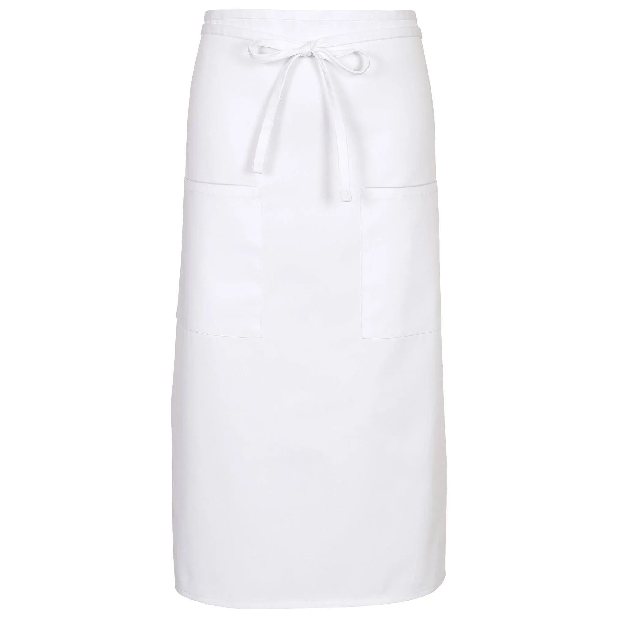 Fame F54 Full Length Bistro Two Pocket Apron - White