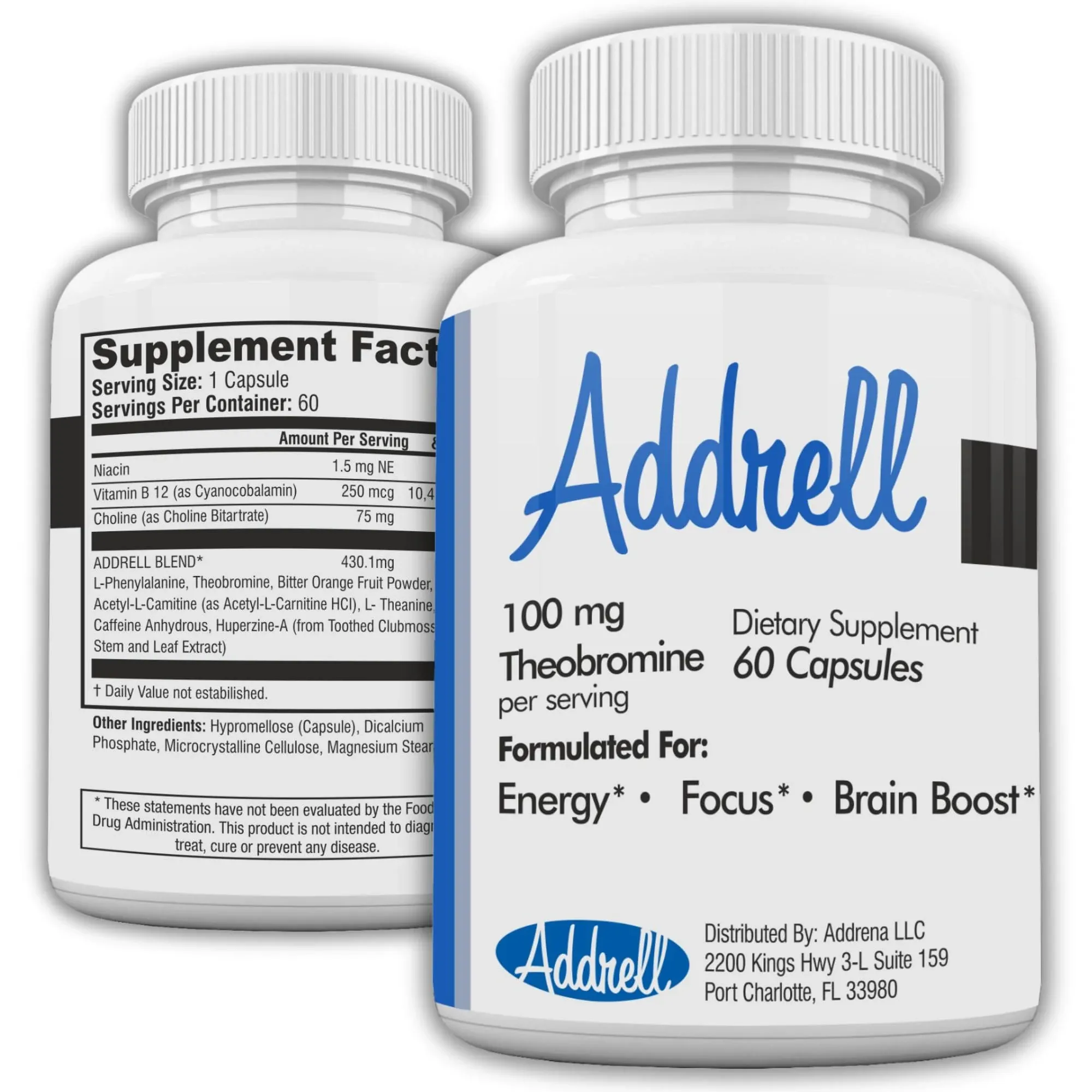 Focus Pep Addrell Energy Stimulant Dietary Supplement Designed for Brain Boosting- 60 Natural Pills