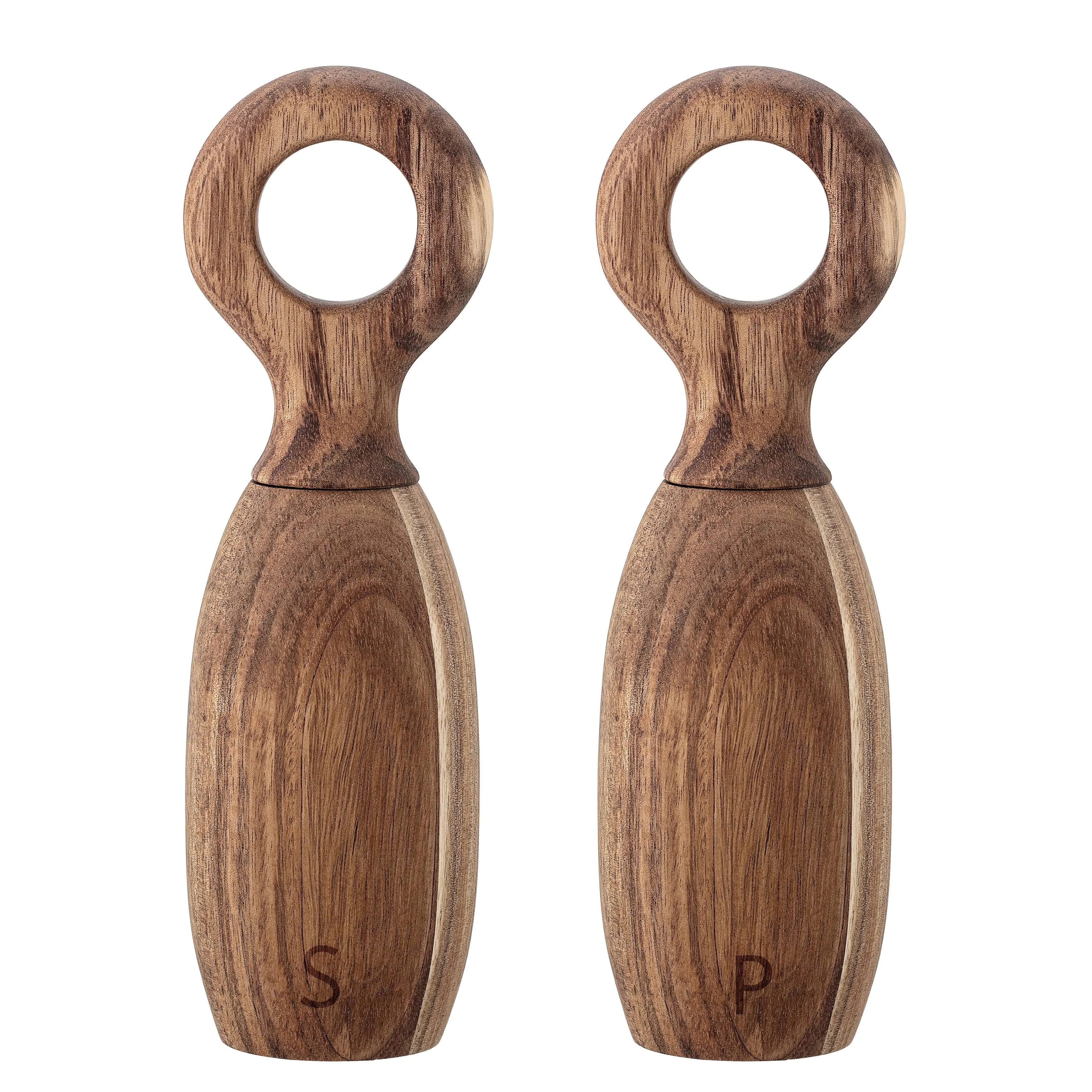 Brown Acacia Wood Salt &amp; Pepper Mills,8 Inch (Set of 2)