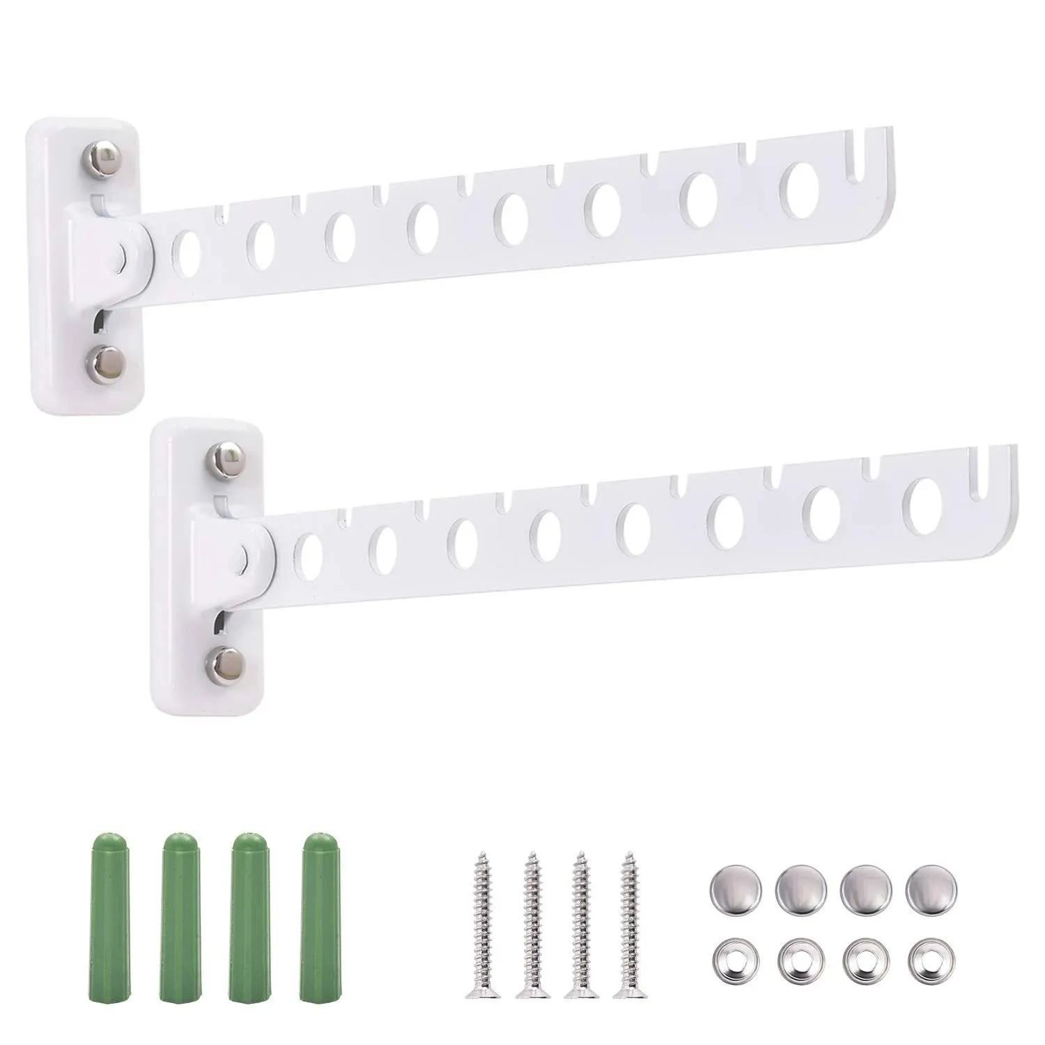 Wall Mount Clothes Hanger Stainless Steels Laundry Hanger Dryer Rack White Retractable Clothes Rack Wall Hangers for Clothes Closet Wall Mounted Clothes Hanger 2 Pack