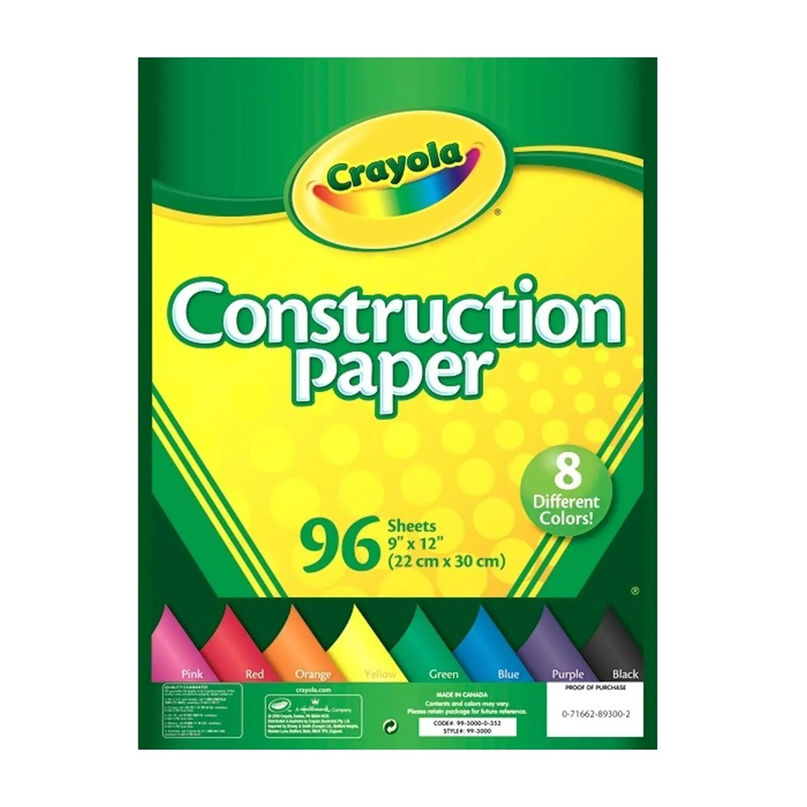 Crayola&reg; Construction Paper, 9&quot; x 12&quot;, Assorted Colors, Pack Of 96 Sheets