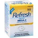 Refresh Optive MEGA-3 Lubricant Eye Drops Preservative-Free Artificial Tears, 0.01 fl oz (0.4 mL), 30 Single-Use Containers