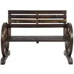 Best Choice Products 2-Person Wooden Wagon Wheel Bench for Backyard, Patio, P...