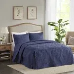 Madison Park King 3 Piece Fitted Bedspread Set in Navy - Olliix MP13-6481