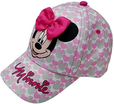 Disney Girls' Minnie Mouse Baseball Cap - 3D Bow Curved Brim Strap Back Hat (4-7)