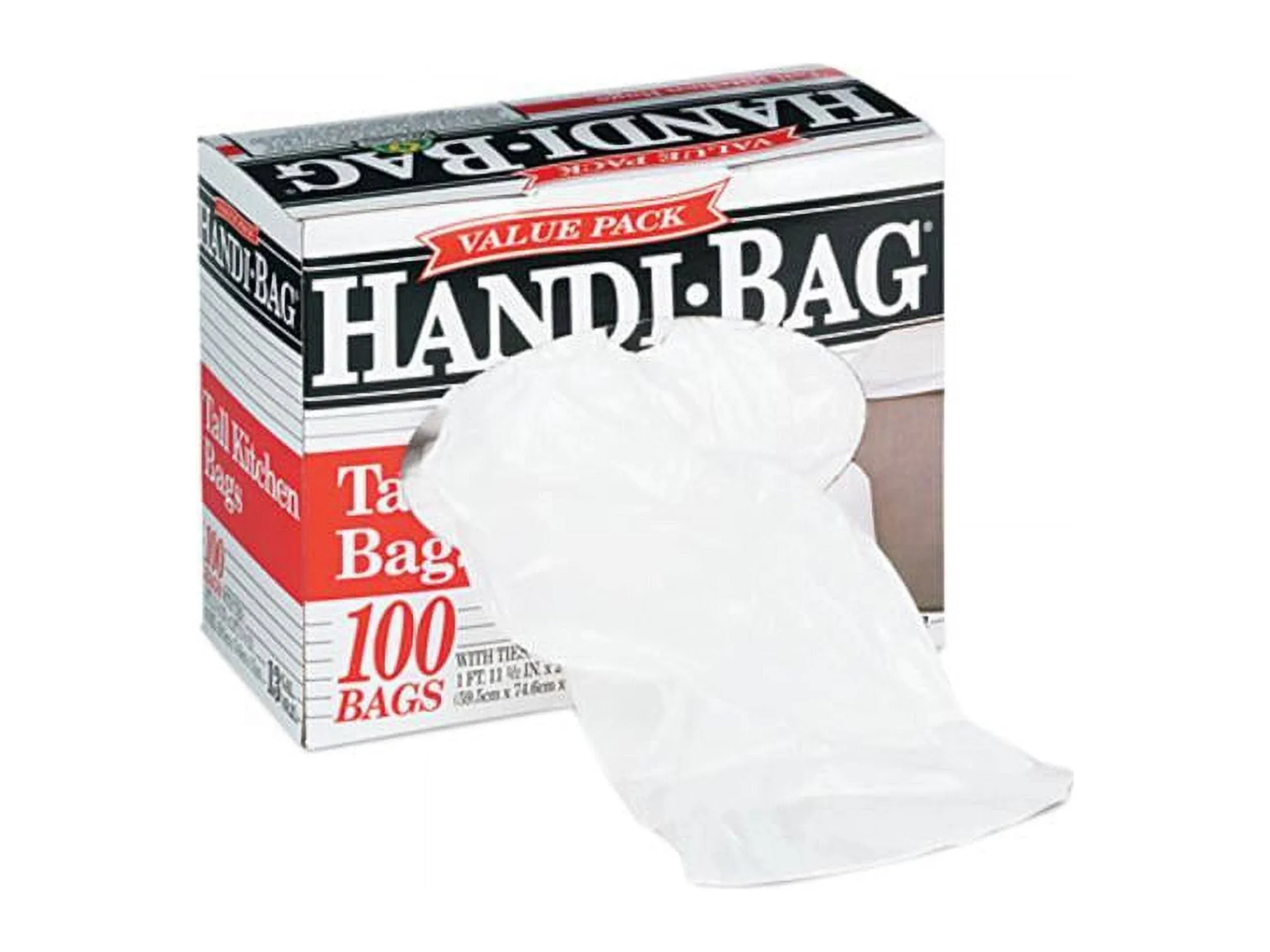 Handi-Bag - Super Value Pack, 13 gal, 0.6 mil, 23.75" x 28", White, 100/Box