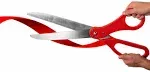 Nashira - Ribbon Cutting Ceremony Kit with Giant Scissors Made from Heavy-Duty Metal, Grand Opening Ribbon, Banner & Balloons, For Inaugurations, Ceremonies & Other Special Events, (Red, White)