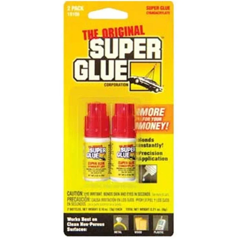 Super Glue Liquid - Clear - Two 3 Gram Bottles - (Pack of 12)