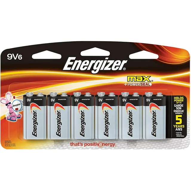 Energizer MAX Alkaline 9 Volt Batteries, 6 Pack