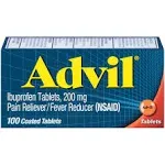 Advil Ibuprofen Pain Reliever/Fever Reducer, 200mg, 100/Box (015040)