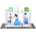 Simple Houseware Under Sink Two Tier Expandadable Shelf Silver-NIB