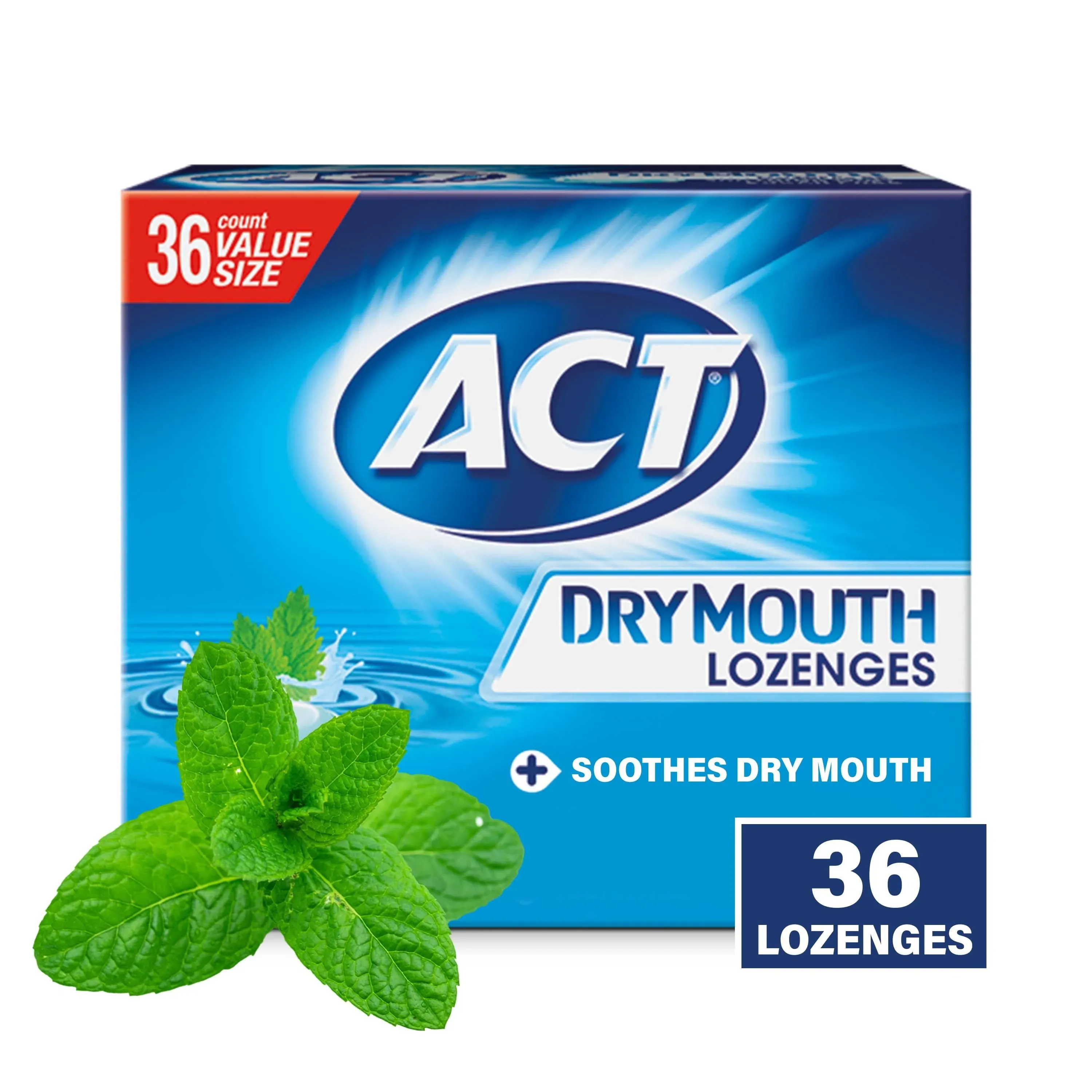 Act Dry Mouth Lozenges Soothing Mint 36 Count