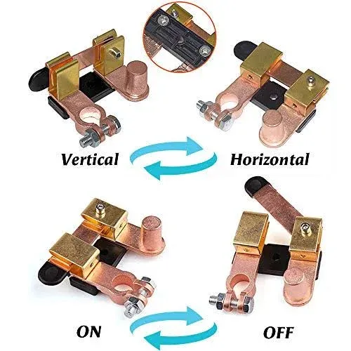 Top Post Knife Blade Master Switch, 12V 24V Doctor Battery Disconnect Switch for Auto Car RV Marine Boat Truck Vehicle, Battery Cutoff Shut Off Switch(Negative, Vertical & Horizontal)