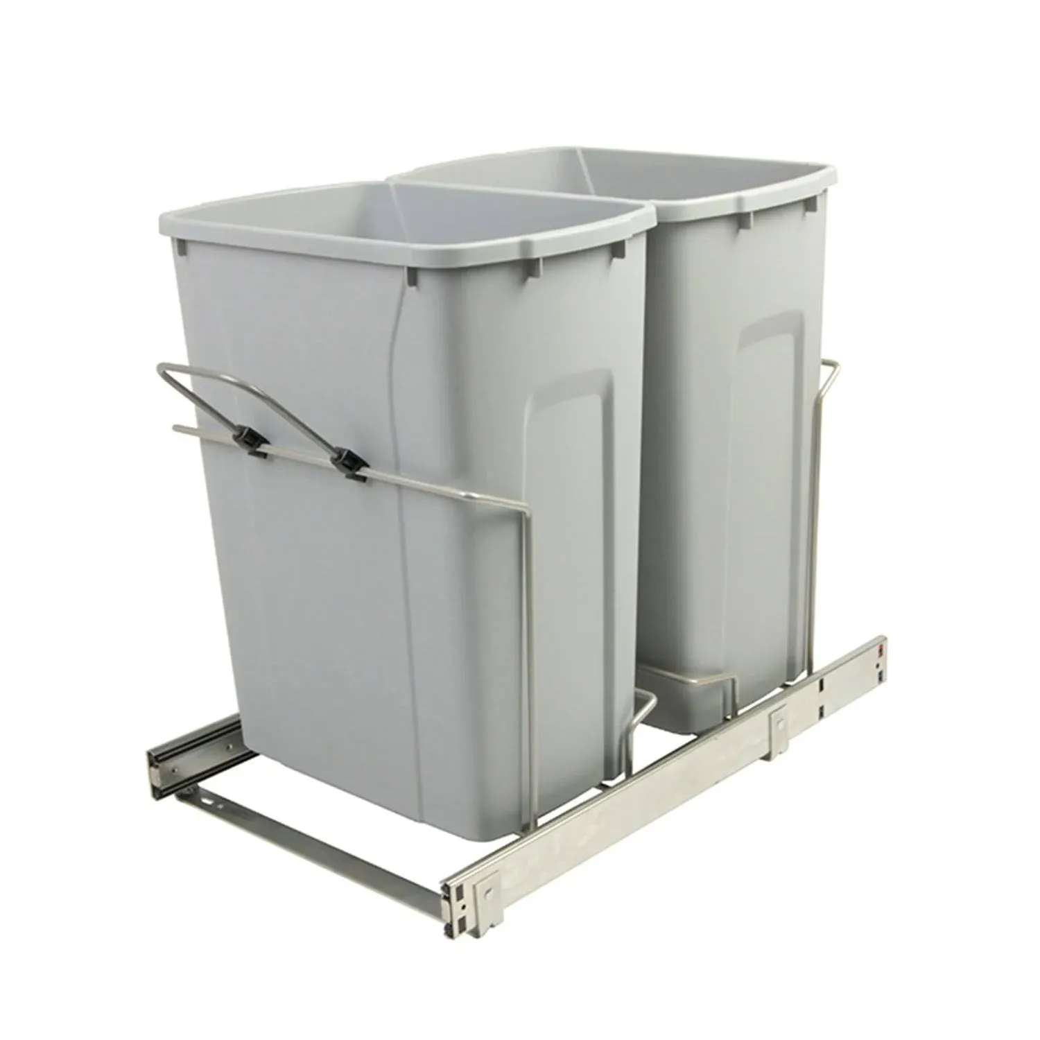 Kv Fescb15 2 35pt Soft Close Bottom Mount Waste Bins Double Bin 35qt Platinum