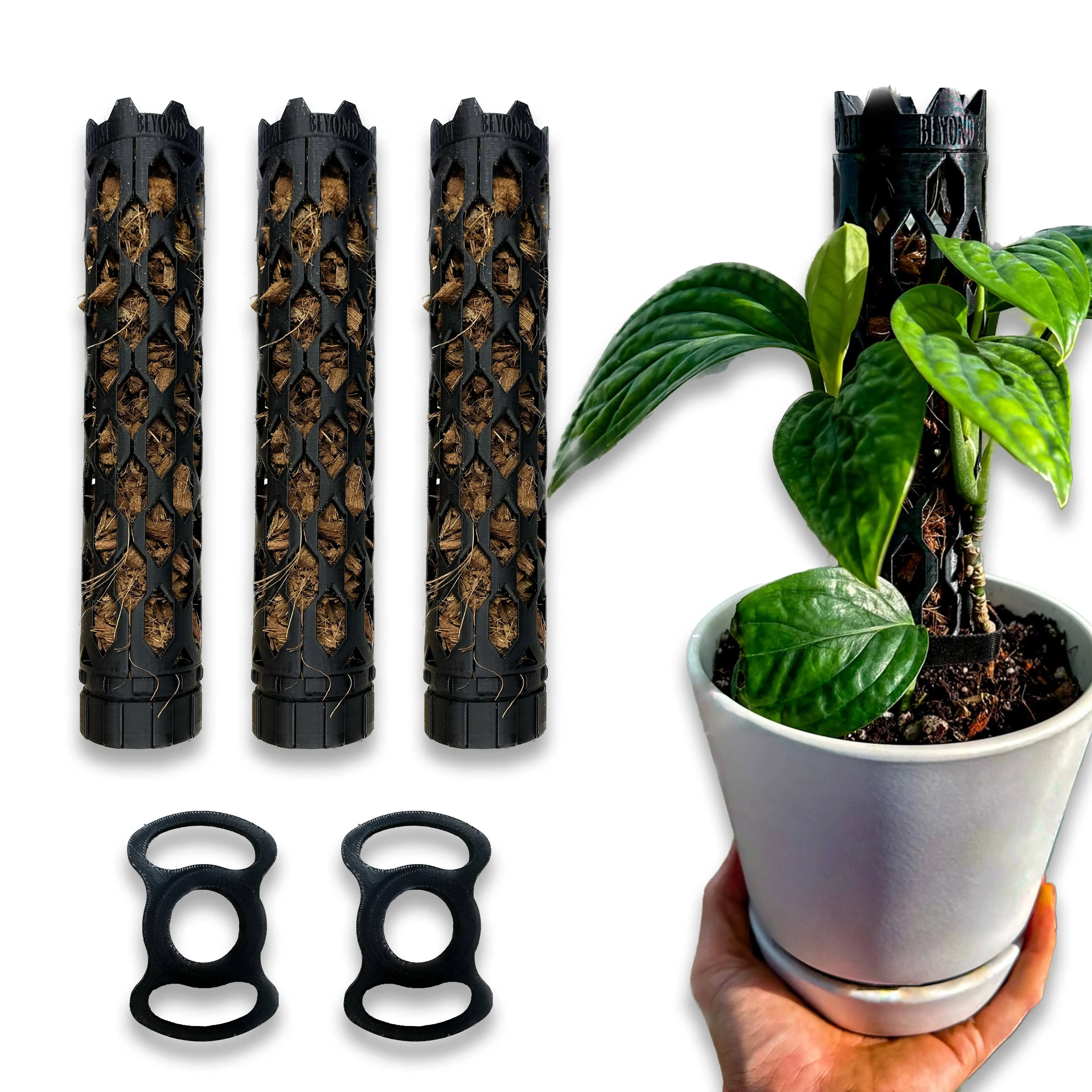 Professional Self-Watering Plant Support Pole for Plants to Climb up - Modular Extendable - Prefilled w/Coco Chips for Climbing Monstera - Beyond Beleaf - Propogation Tool - Moss Pole (Small)