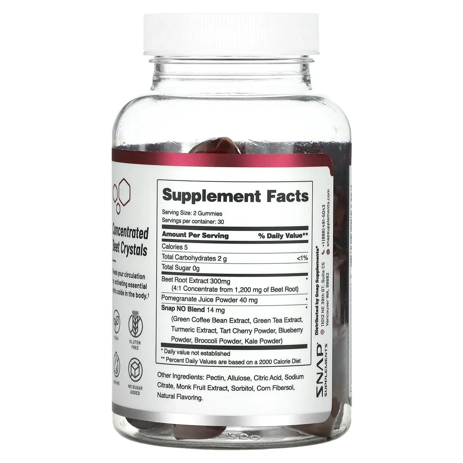 Snap Supplements Nitric Oxide Gummies Cherry Sugar-Free