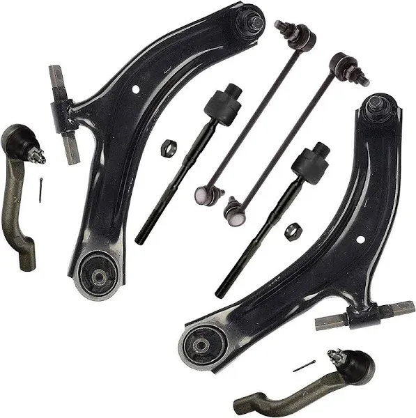 Detroit Axle - Front End 8pc Suspension Kit for Nissan 2008-2013 Rogue 2014-2015 Rogue Select, 2 Lower Control Arms w/Ball Joints Inner & Outer 4 Tie Rods 2 Sway Bar Links Replacement