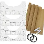 T-Shirt Alignment Ruler Heat Resistant Tape 10mm X 33m 108ft, PTFE Teflon Transfer Sheet 16 x 20&quot; - 4 Rulers, 2 Rolls Heat Resistant Tape, 3 Packs