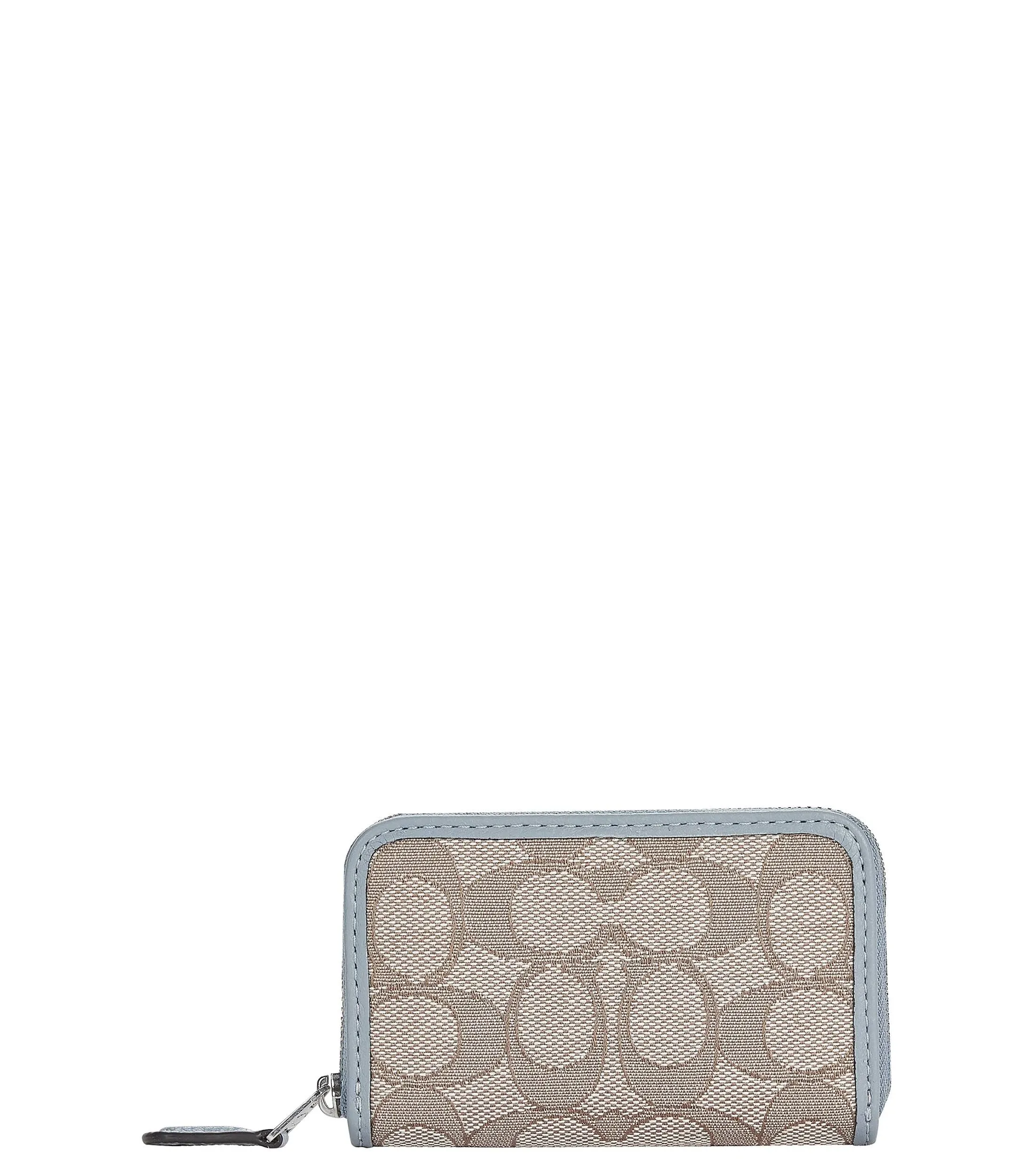 Coach Women's Box Program Signature Jacquard Small Zip Around Card Case, Stone, One Size