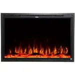 Touchstone Sideline Elite Smart 100” WiFi-Enabled Electric Fireplace - 80044 - in-Wall Recessed - 60 Color Combinations - 1500/750 Watt Heater (68-88°F Thermostat) - Black - Log, Crystals & Driftwood