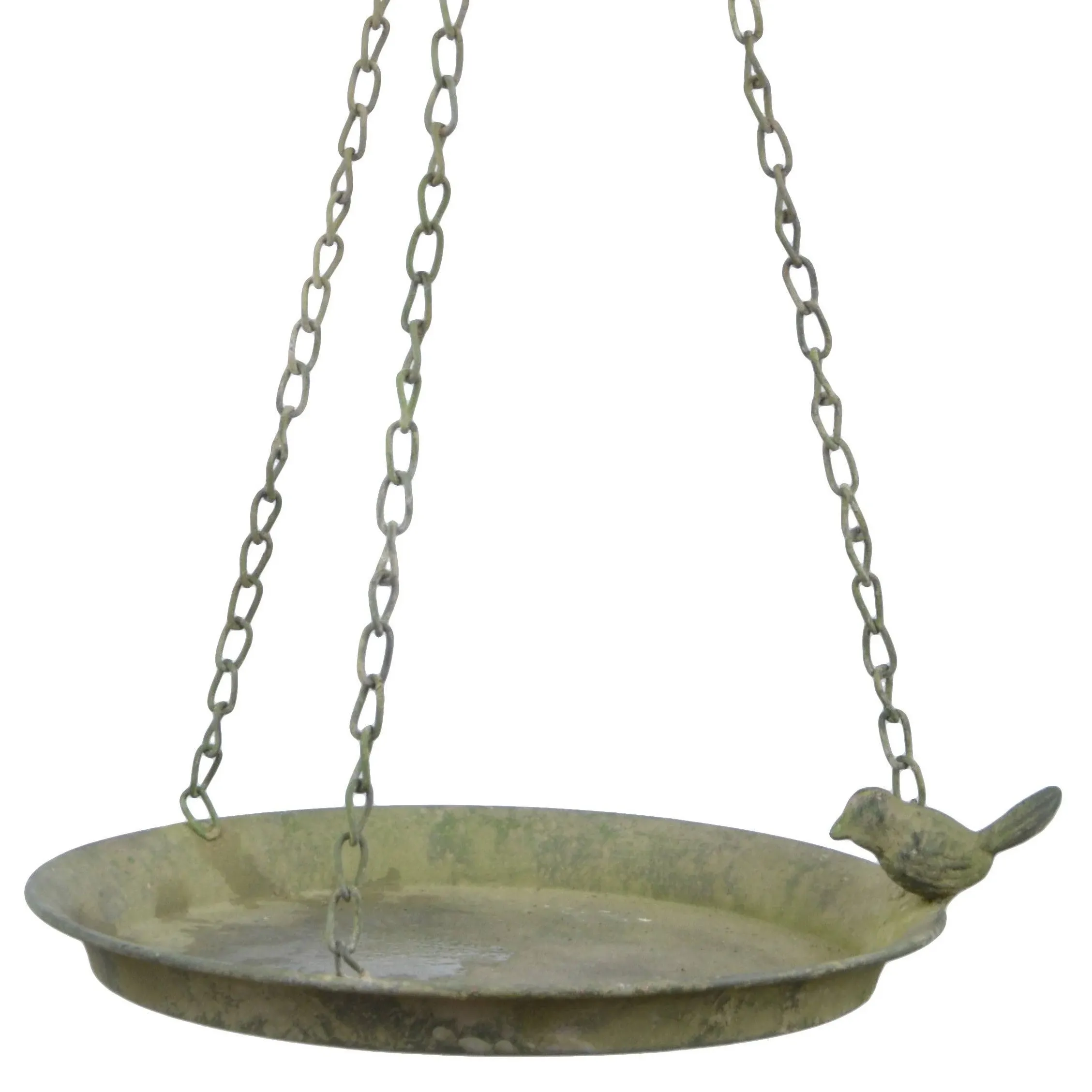 Metal Hanging Birdbath Aged Green 6.3 IN x 3 IN