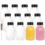 12 Pack 8oz 250 Ml Clear Pet Plastic Juice Bottles With Black Lids 1 Brush Emp