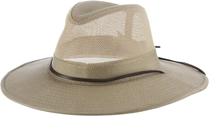 DPC Men's Brushed Twill Mesh Safari Hat, UPF 50+ Protection