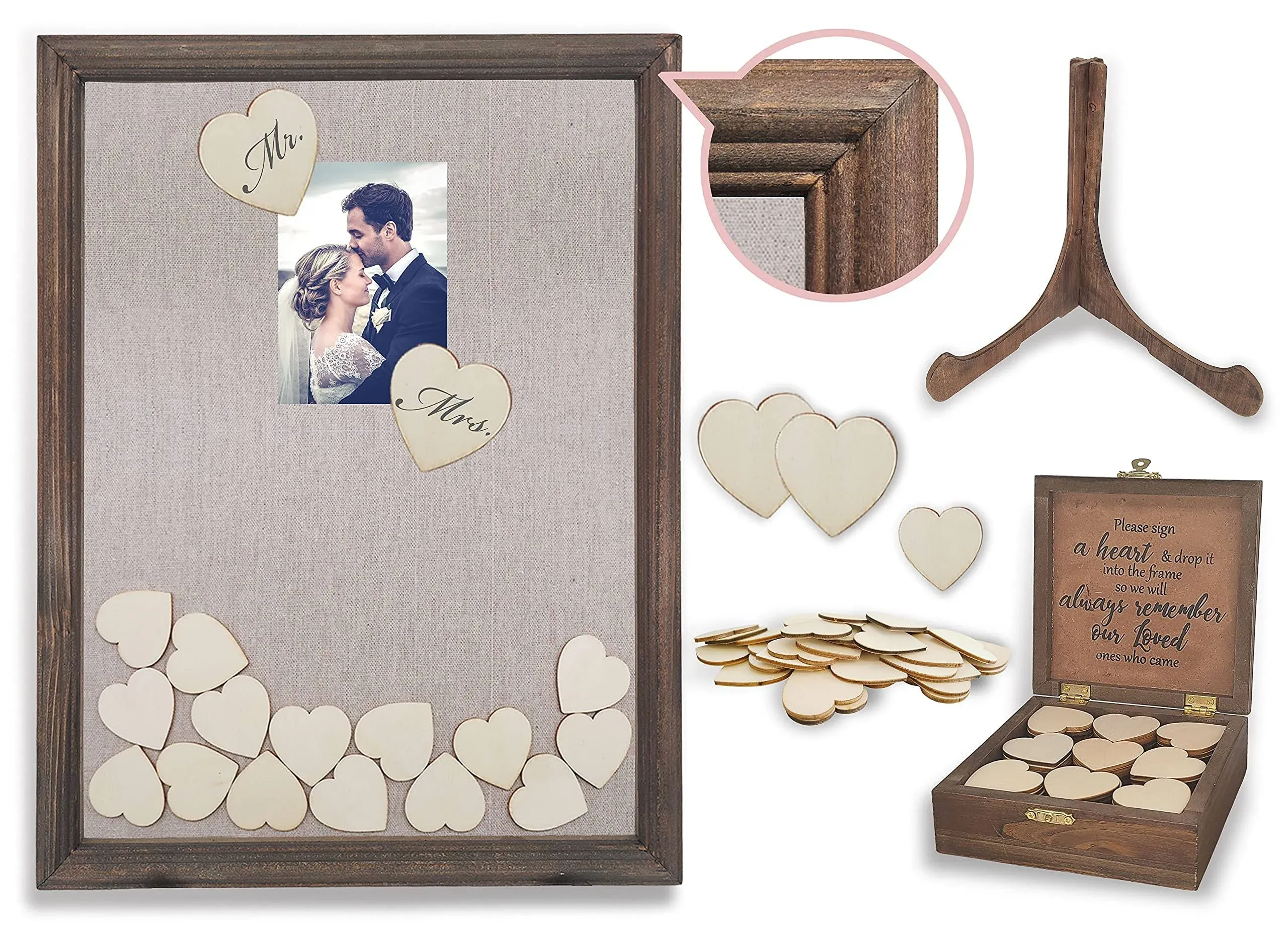 Wedding Guest Book Alternative Barn Wood Drop Top Frame With Stand 90 Wood Heart