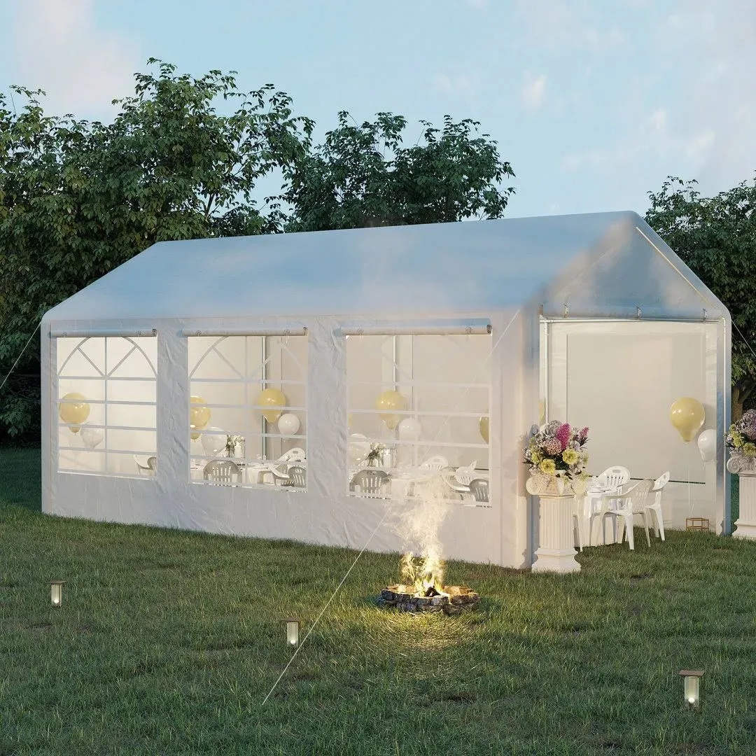 10x20&#039; Party Wedding Tent Gazebo Patio Carport Canopy with 4 Removable Side Wall