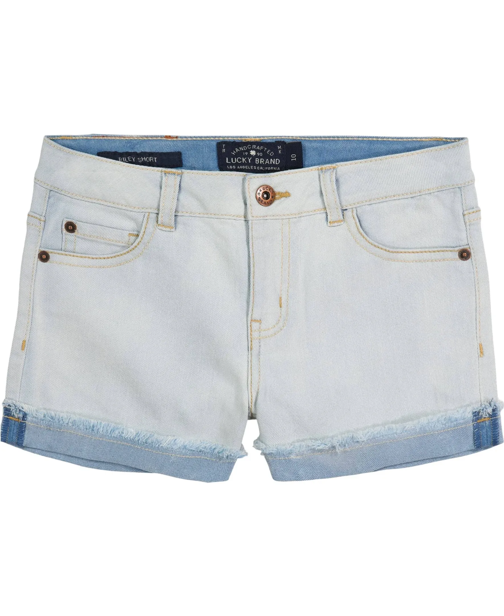 Lucky Brand Girls&#039; Little 5-Pocket Cuffed Stretch Denim Shorts, Riley Bella wash