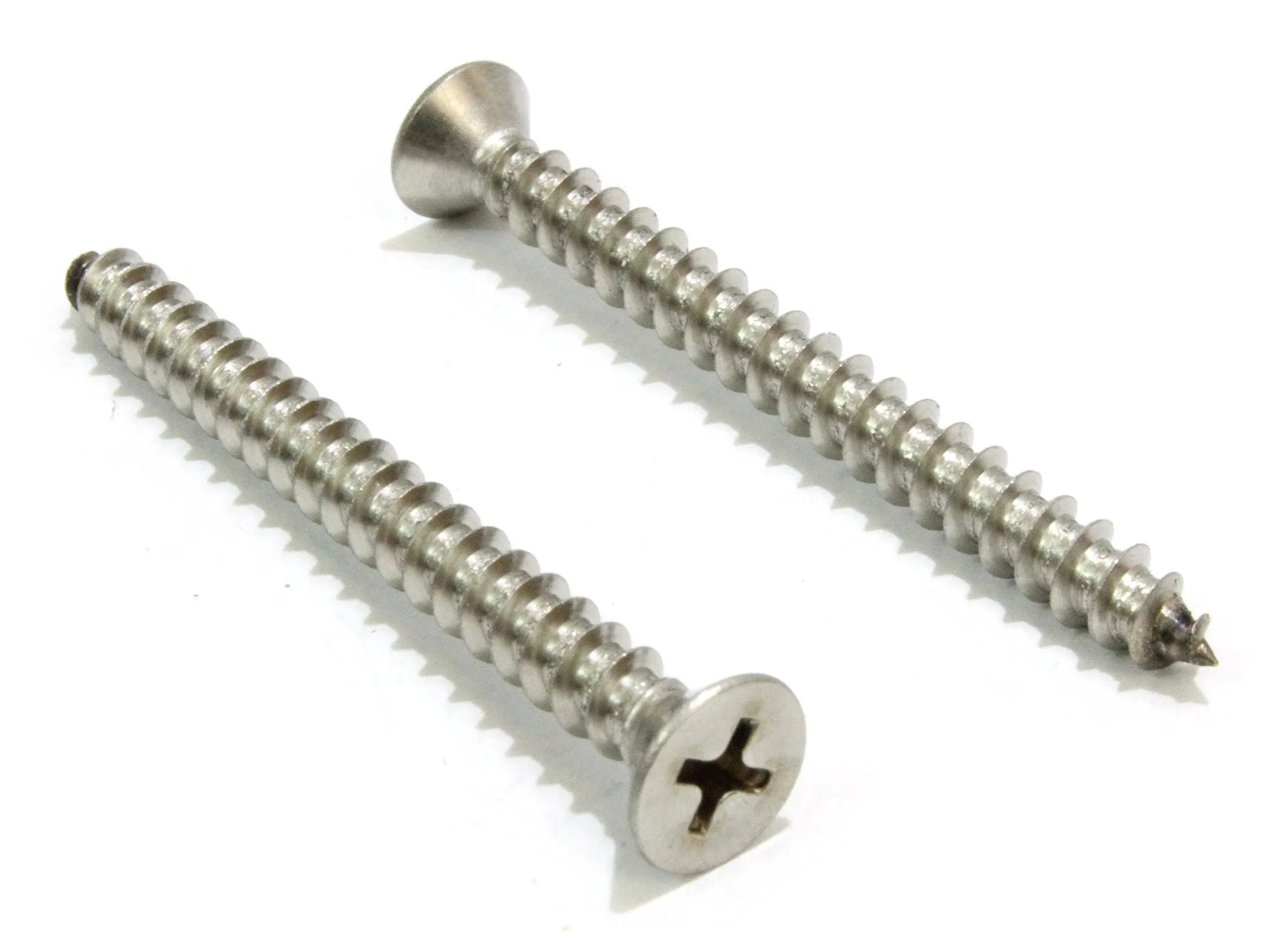 Bolt Dropper No. 6 x 1 Stainless Steel Flat Head Phillips Wood Screw, (100 pc), 18-8 (304) Stainless Steel Sheet Metal Screws- Type A Point, Plain Finish