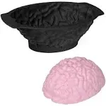 Silicone Brain Mold - Realistic Human Brain Cake Mold,3.2" Deep, Large Volume with Support Base,Thicken Organs Mould for Halloween Fondant Candy Chocolate Jelly or Pudding