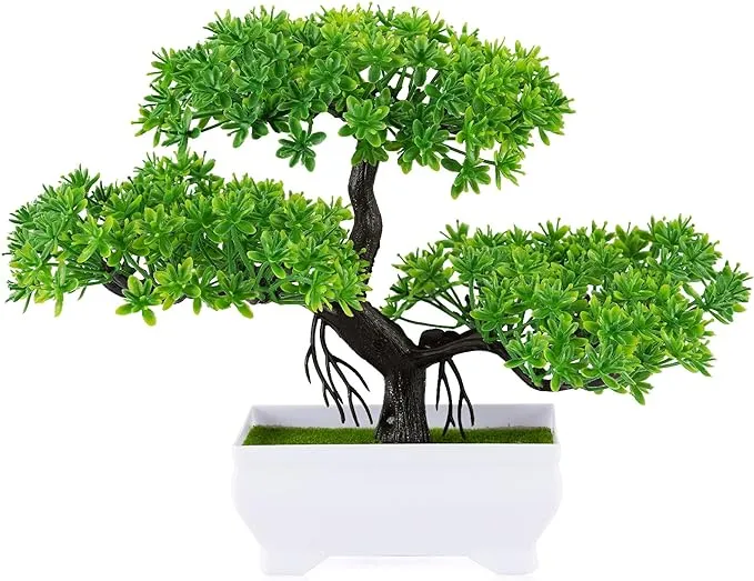 Artificial Bonsai Tree Faux Plants with Pot Realistic Potted Japanese Pine Tree