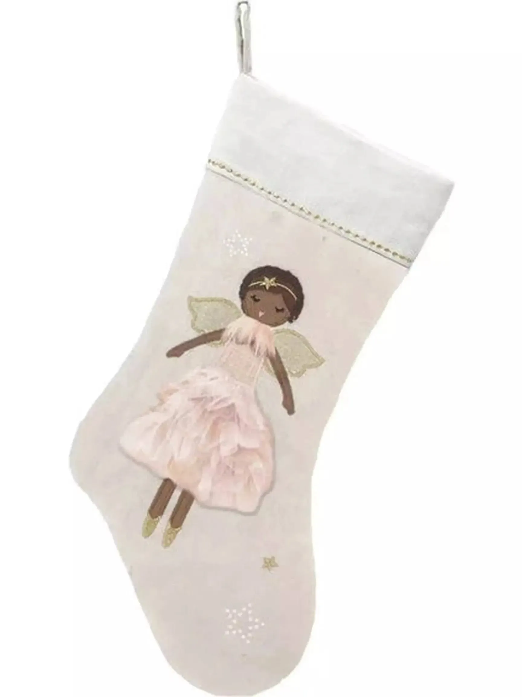 MON AMI Ada Angel Linen Christmas Stocking 21”, Perfect for monogramming, Christmas Décor, X Mas Socks, Christmas Decorations Gifts for Family Kids