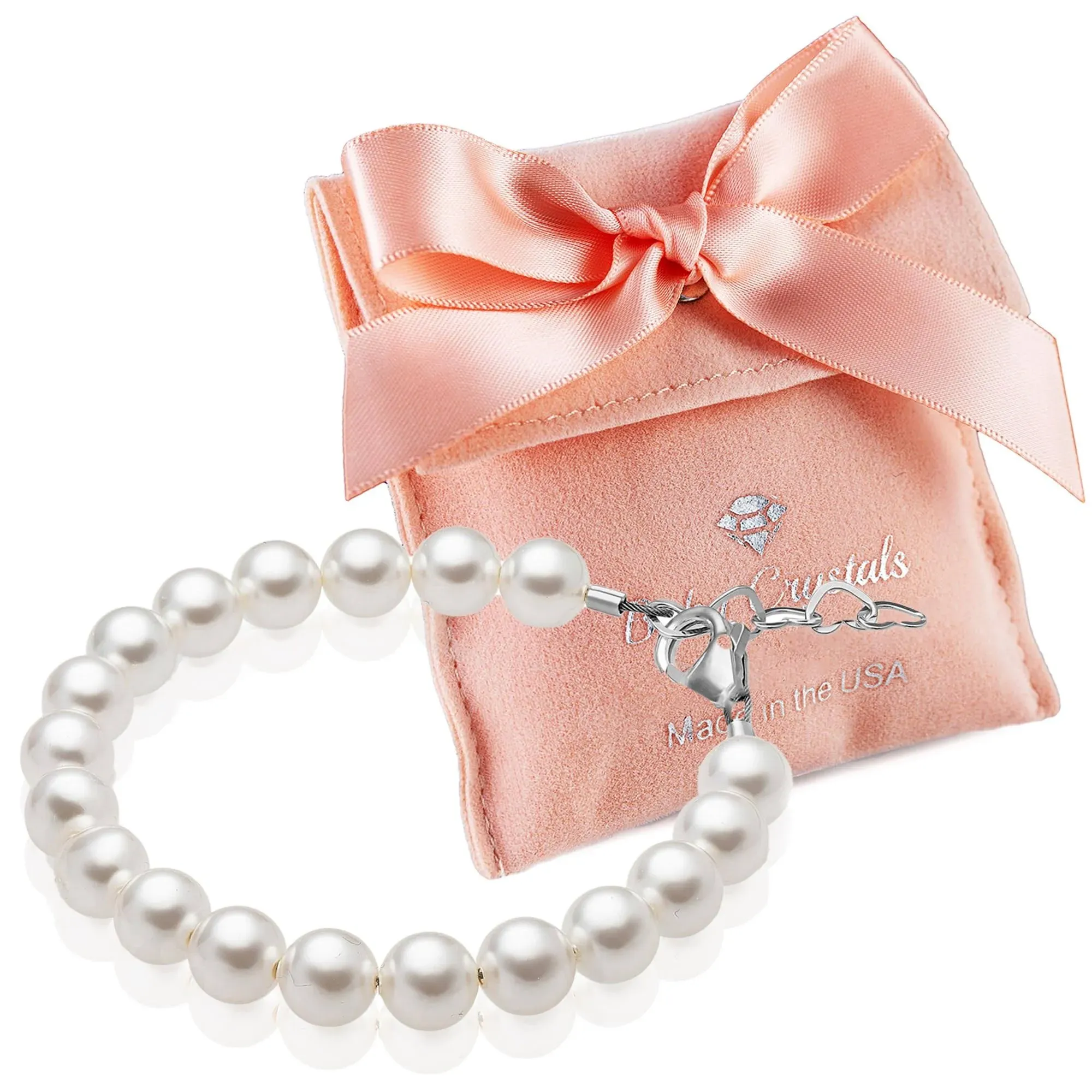 Little Girl Toddler Elegant Bracelet with White Pearls