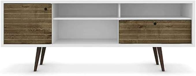 Manhattan Comfort Liberty Modern TV Stand with 4-Shelves and 1-Drawer, White ...