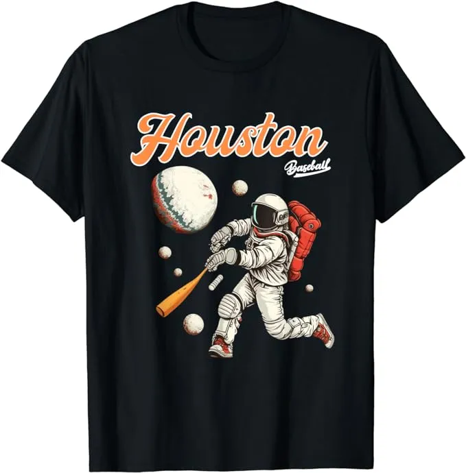 Retro Vintage Houston Texas Baseball Astronaut Crush City T-Shirt, Women's, Size ...