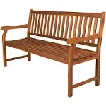 Jonathan Y Laurel Slat Back Acacia Wood Outdoor Garden Patio Bench